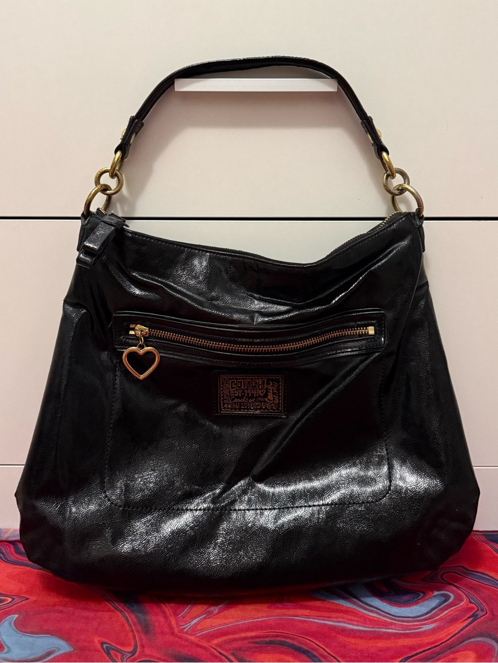 🖤 Vintage Coach Poppy Liquid Gloss Patent Leather Storypatch Tote 🖤